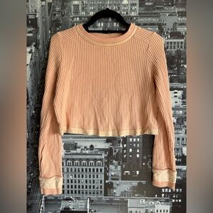 Free People Peach Cropped Thermal Long Sleeve